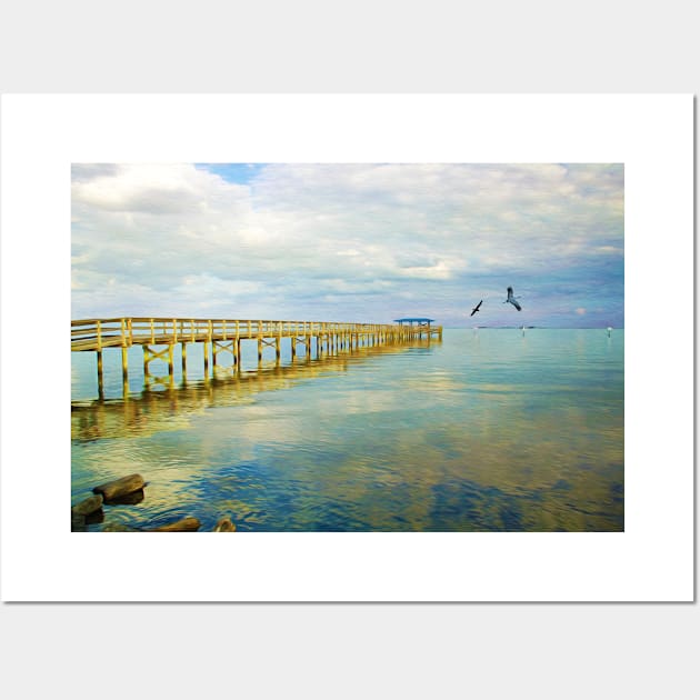 Florida Harbor Pier at Dusk Wall Art by lauradyoung